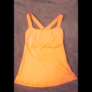 Lululemon neon orange tank with cross cross back